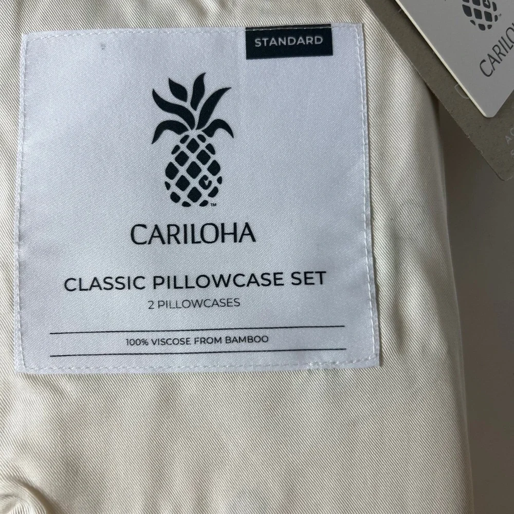 Cariloha Classic Twill Pillowcase Set Ivory Standard Size NIP ViscosefromBamboo